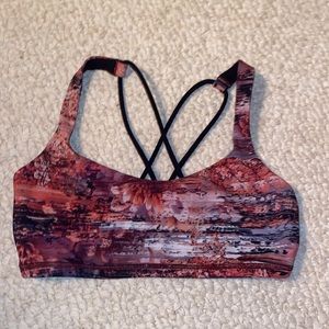 Purple/Pink flowery energy lululemon sports bra